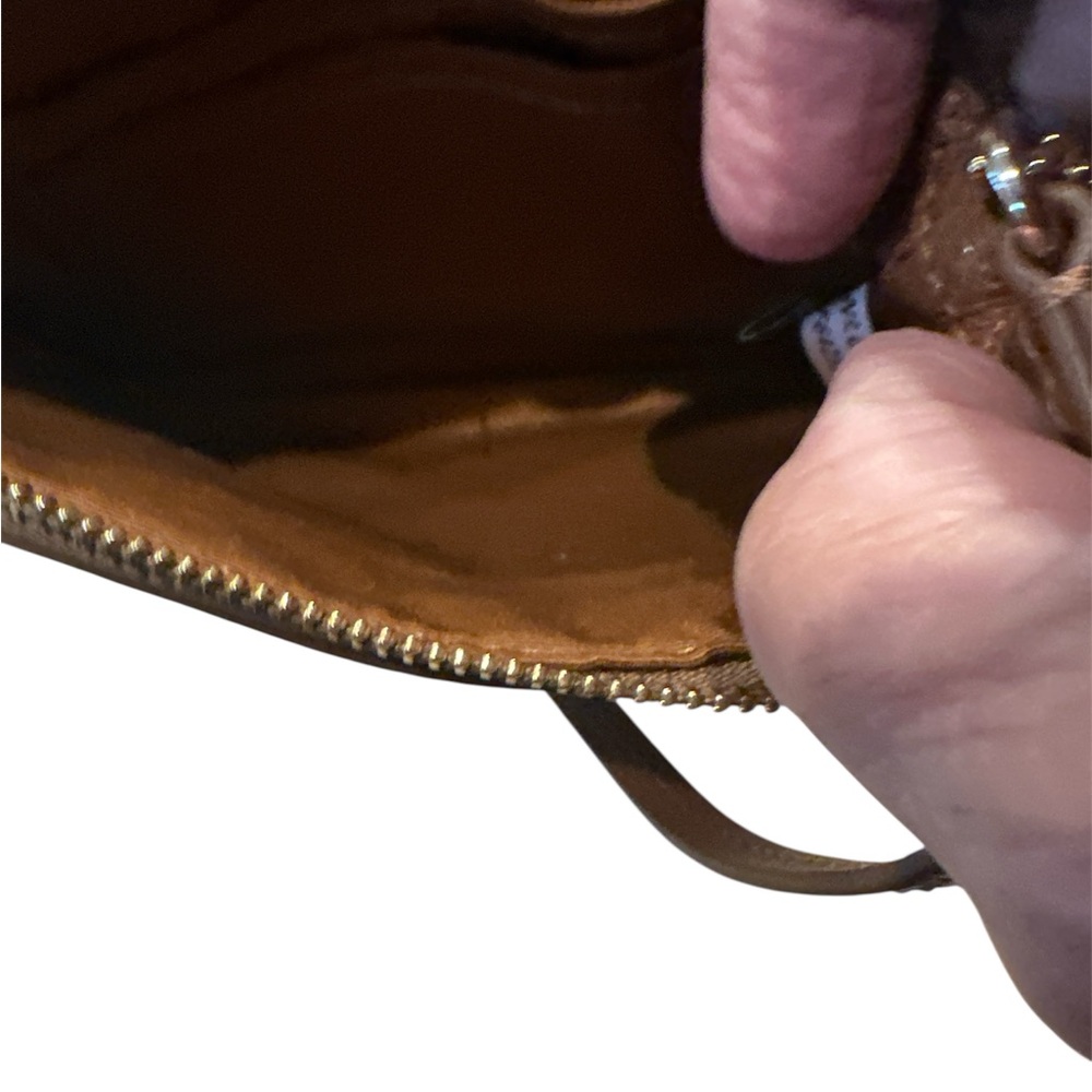 Coach Signature Logo Leather Wristlet Clutch - Picture 3 of 3